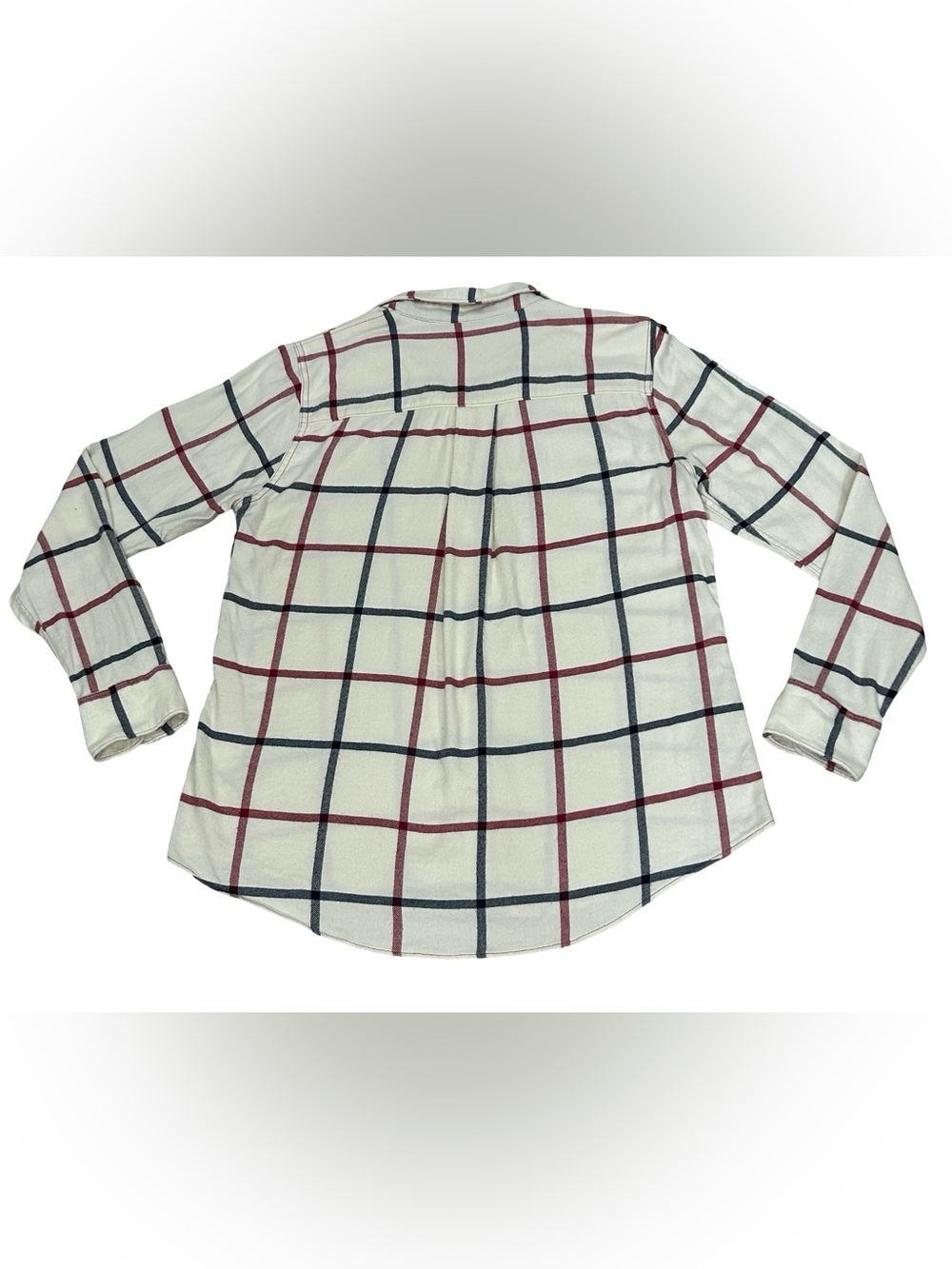 Faherty Womens M Cream Burgundy Navy Plaid Flannel Button Down Shirt Country - Picture 8 of 12
